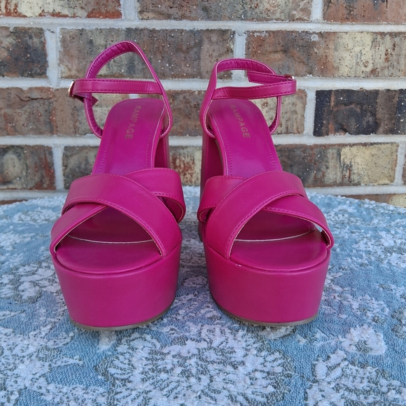 🛍 Rampage Women's Pink Platform Sandals Sz.7 EUC - Picture 3 of 12